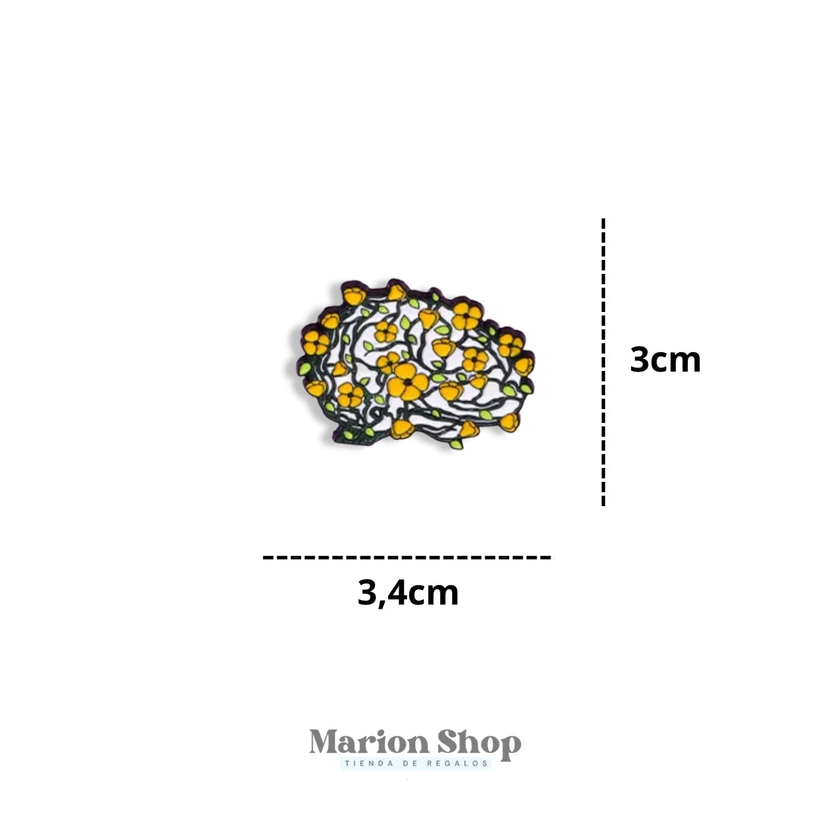 Pin Cerebro con flores amarillas