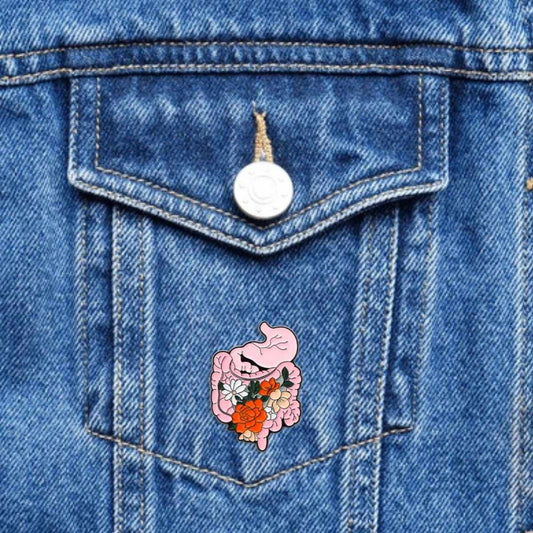 Pin Estómago con flores