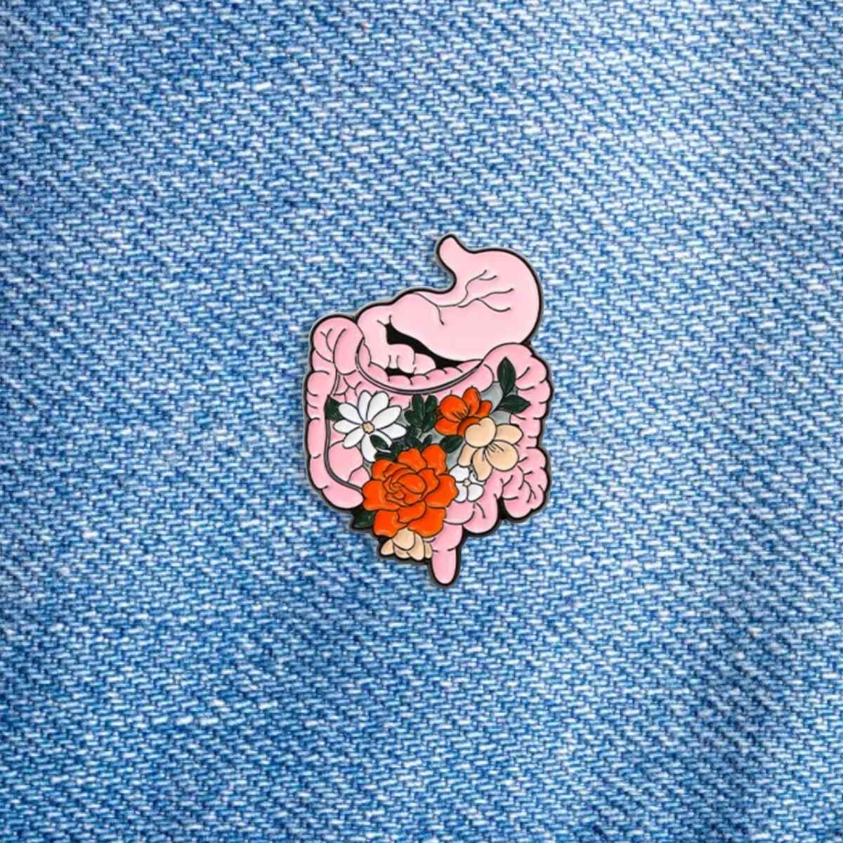 Pin Estómago con flores
