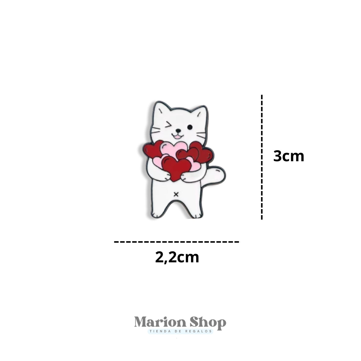 Pin Gatito con corazones